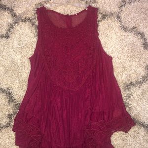 Maroon Flowy lace top
